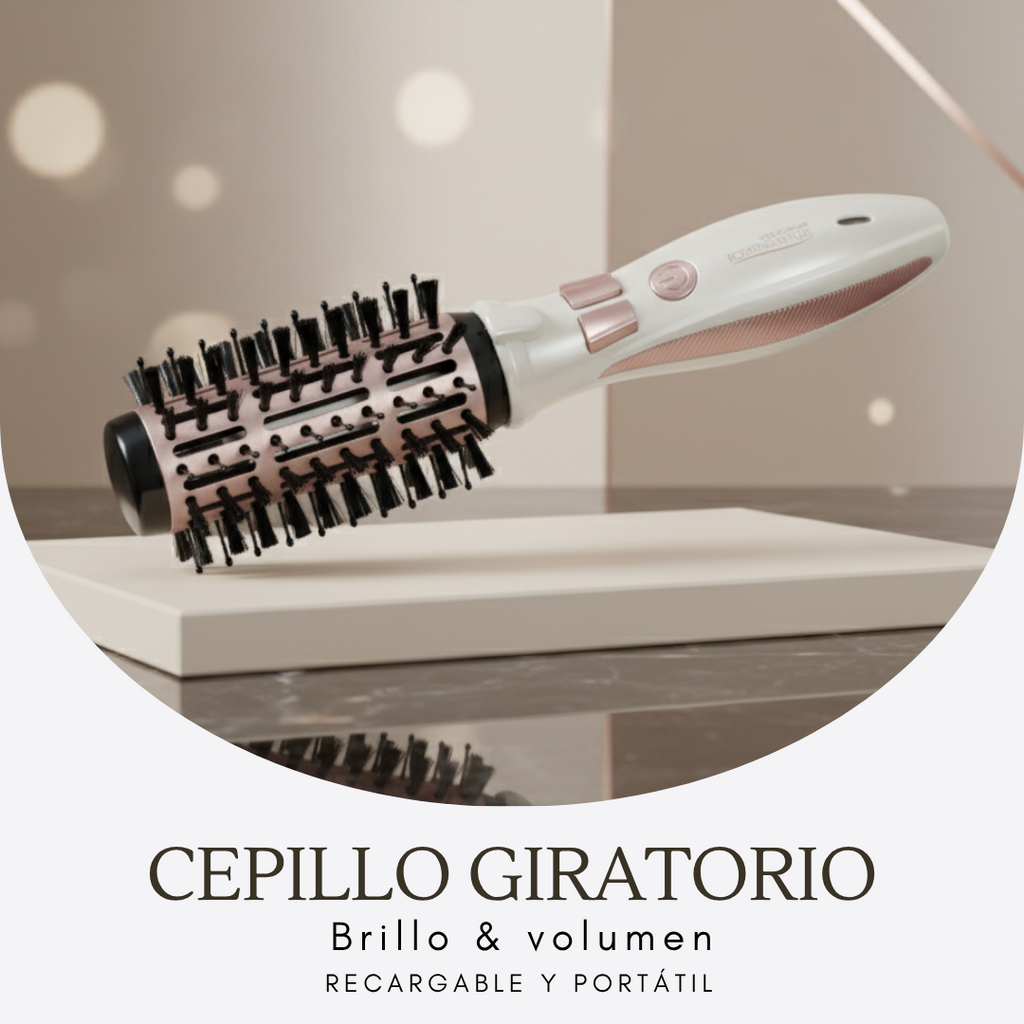 Cepillo giratorio recargable para alisar, dar volumen y brillo al cabello