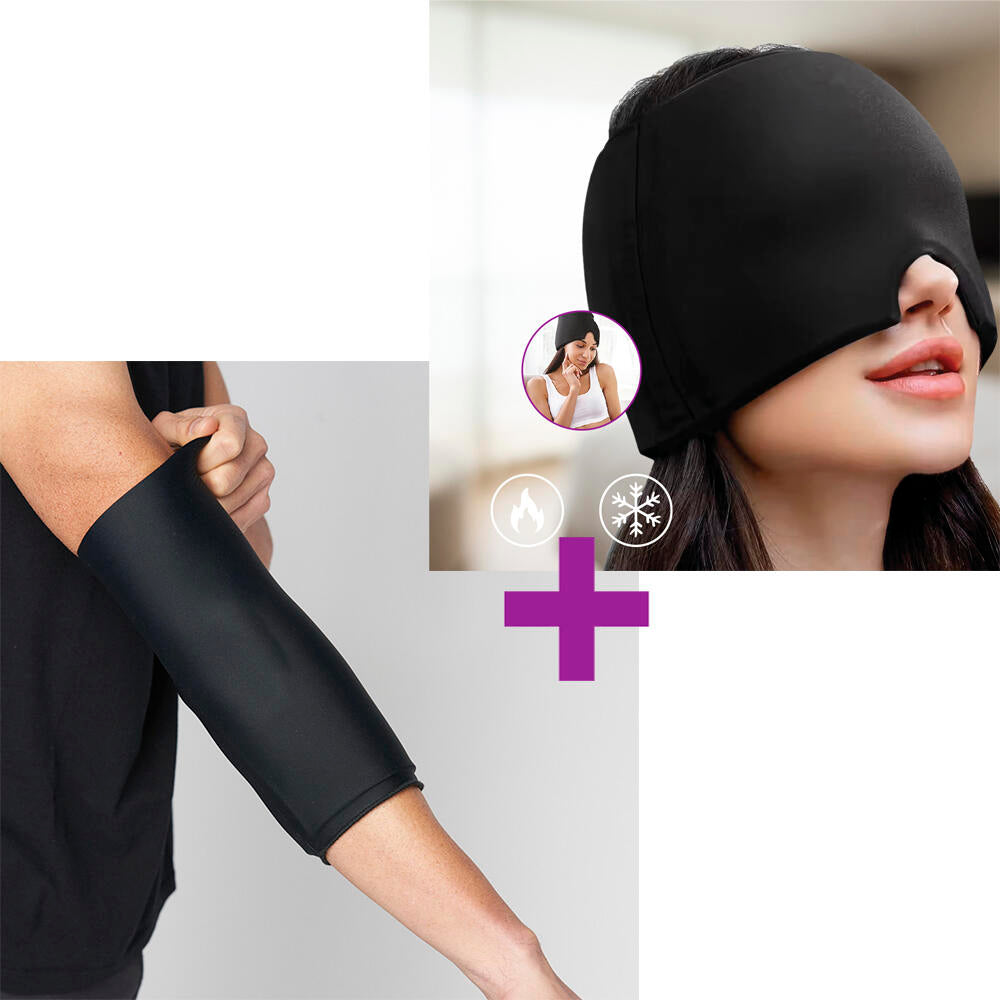 Pack Almohadilla de gel para rodillas codos Y Gorro de gel para el tratamiento de dolor